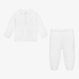 Sarah Louise-طقم بنطلون أكريليك محبوك لون أبيض للأولاد | Childrensalon Outlet