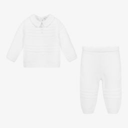 Sarah Louise-طقم بنطلون أكريليك محبوك لون أبيض للأولاد | Childrensalon Outlet