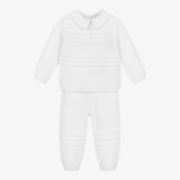 Sarah Louise-طقم بنطلون أكريليك محبوك لون أبيض للأولاد | Childrensalon Outlet