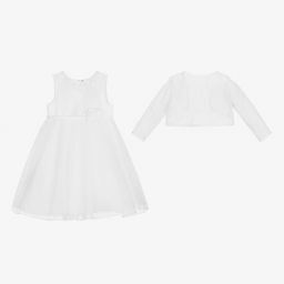 Sarah Louise-White Satin & Tulle Dress Set | Childrensalon Outlet