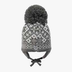 Sätila of Sweden-Grey Alice Knitted Large Pom-Pom Beanie | Childrensalon Outlet