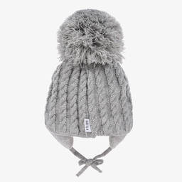Sätila of Sweden-Grey Laura Knitted Giant Pom-Pom Beanie | Childrensalon Outlet