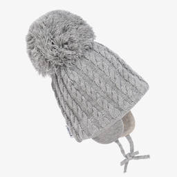 Sätila of Sweden-Grey Laura Knitted Giant Pom-Pom Beanie | Childrensalon Outlet