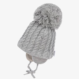 Sätila of Sweden-Grey Laura Knitted Giant Pom-Pom Beanie | Childrensalon Outlet