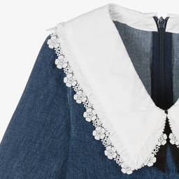 Self-Portrait-Girls Blue Denim & Lace Collar Dress | Childrensalon Outlet
