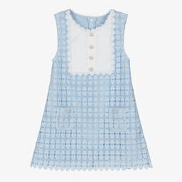 Self-Portrait-Girls Blue Heart Guipure Lace Dress | Childrensalon Outlet