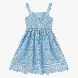 Self-Portrait-Girls Blue Lace Floral Elegance Dress | Childrensalon Outlet