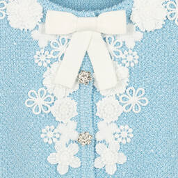 Self-Portrait-Голубой вязаный кардиган с пайетками для девочек | Childrensalon Outlet