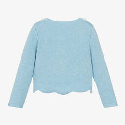 Self-Portrait-Голубой вязаный кардиган с пайетками для девочек | Childrensalon Outlet