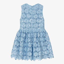Self-Portrait-فستان دانتيل جوبير لون أزرق مزين بترتر | Childrensalon Outlet