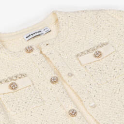 Self-Portrait-Girls Cream Sequin Knit Sweater | Childrensalon Outlet