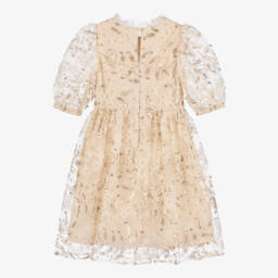 Self-Portrait-Girls Cream Tulle & Bead Dress | Childrensalon Outlet