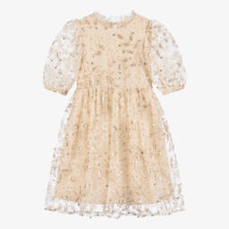 Self-Portrait-Girls Cream Tulle & Bead Dress | Childrensalon Outlet
