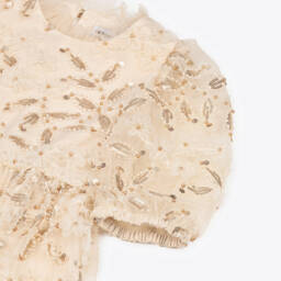 Self-Portrait-Girls Cream Tulle & Bead Dress | Childrensalon Outlet