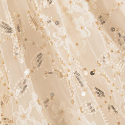 Self-Portrait-Girls Cream Tulle & Bead Dress | Childrensalon Outlet