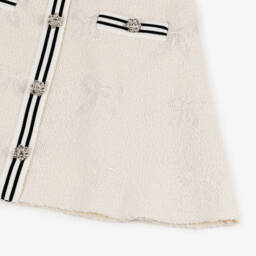 Self-Portrait-Girls Elegant Ivory Jacquard Knit Skirt | Childrensalon Outlet