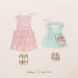 Self-Portrait-Girls Elegant Turquoise Lace Frock | Childrensalon Outlet