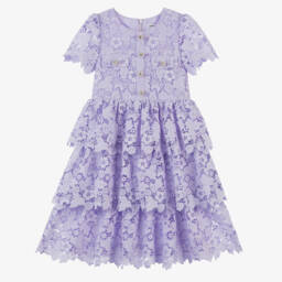 Self-Portrait-Girls Enchanting Lavender Lace Dress | Childrensalon Outlet