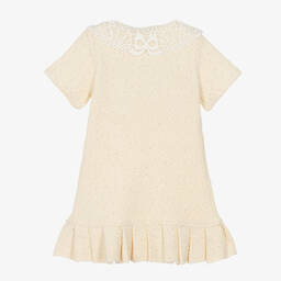 Self-Portrait-Girls Ivory Knitted Jersey & Lace Dress | Childrensalon Outlet