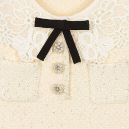 Self-Portrait-Girls Ivory Knitted Jersey & Lace Dress | Childrensalon Outlet