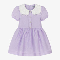 Self-Portrait-Girls Lilac Lace Collar Dress | Childrensalon Outlet