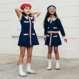 Self-Portrait-Girls Navy Nautical Knit Dress | Childrensalon Outlet