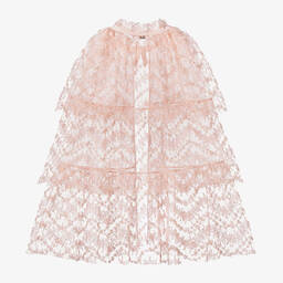 Self-Portrait-Girls Pink Bead & Faux Pearl Tulle Cape | Childrensalon Outlet