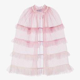 Self-Portrait-Girls Pink Gradient Tulle Cape | Childrensalon Outlet