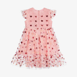 Self-Portrait-Girls Pink Heart Sequinned Tulle Dress | Childrensalon Outlet