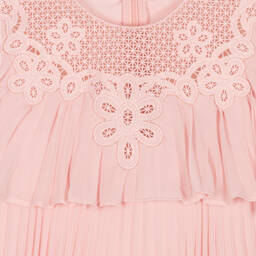 Self-Portrait-فستان شيفون ودانتيل بطبقات لون زهري | Childrensalon Outlet