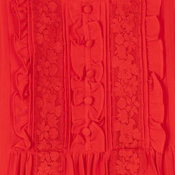 Self-Portrait-فستان شيفون ودانتيل لون أحمر | Childrensalon Outlet