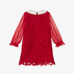 Self-Portrait-Girls Ruby Lace Bow Dress | Childrensalon Outlet
