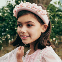 Self-Portrait-Атласная повязка с розовыми цветами для девочек | Childrensalon Outlet