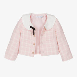 Self-Portrait-Girls Tweed Pink Jacket | Childrensalon Outlet