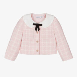 Self-Portrait-Girls Tweed Pink Jacket | Childrensalon Outlet