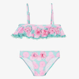 Selini Action-Blue & Pink Floral Bikini | Childrensalon Outlet