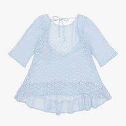 Selini Action-Girls Blue Cotton Crochet Beach Dress | Childrensalon Outlet