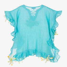 Selini Action-Girls Blue Cotton Flower Kaftan | Childrensalon Outlet