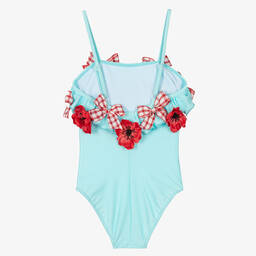 Selini Action-Голубой купальник с цветами и бантиками | Childrensalon Outlet