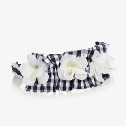 Selini Action-Girls Blue Gingham & Floral Hairband | Childrensalon Outlet