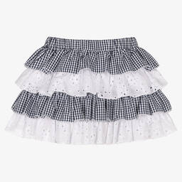 Selini Action-Girls Blue Gingham & White Tiered Skirt | Childrensalon Outlet