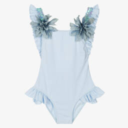 Selini Action-Girls Blue Sequin & Flower Swimsuit | Childrensalon Outlet
