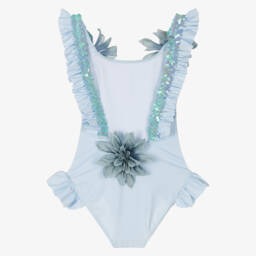 Selini Action-Girls Blue Sequin & Flower Swimsuit | Childrensalon Outlet