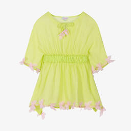 Selini Action-Girls Green Cotton Butterfly Kaftan | Childrensalon Outlet