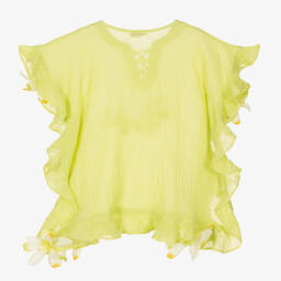 Selini Action-Girls Green Cotton Flower Kaftan | Childrensalon Outlet