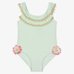 Selini Action-Girls Green Floral Swimsuit  | Childrensalon Outlet