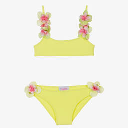 Selini Action-Girls Green Flower Appliqué Bikini | Childrensalon Outlet