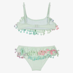 Selini Action-Girls Green Ruffle & Pom-Pom Bikini | Childrensalon Outlet