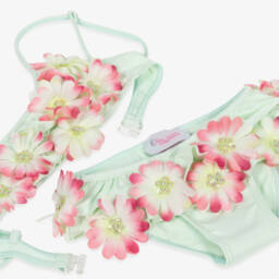 Selini Action-Girls Mint Green Sequinned Flower Bikini | Childrensalon Outlet