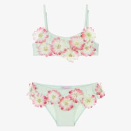 Selini Action-Girls Mint Green Sequinned Flower Bikini | Childrensalon Outlet
